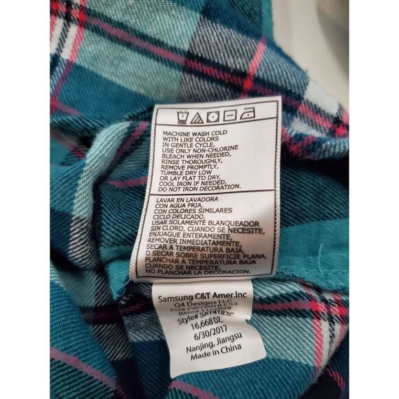 Tractr Long Sleeve Button Up Shirt Youth Medium Blue Plaid Pocket Pearl Snap - Picture 8 of 12